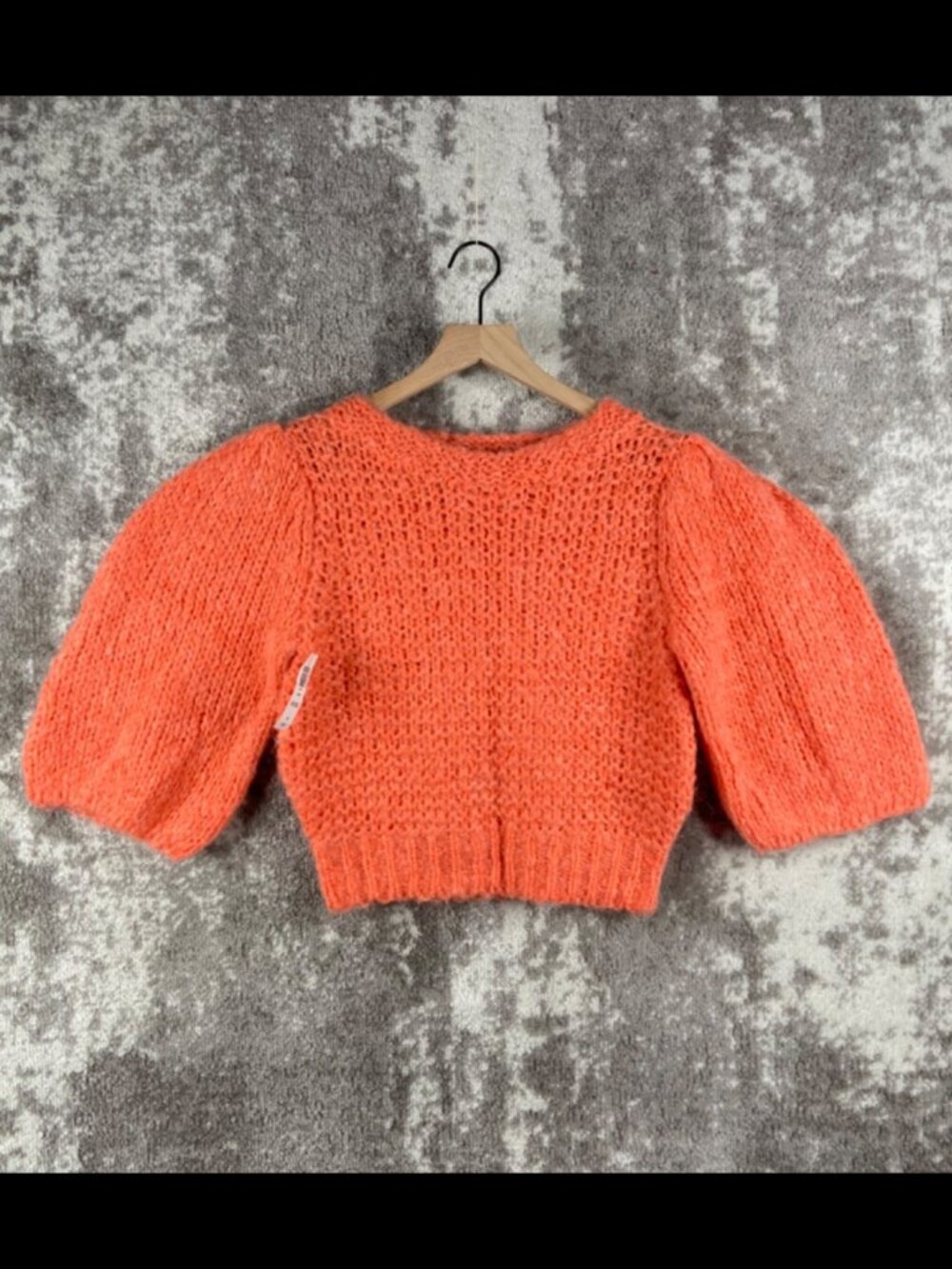 New Aritzia Crop Sweater Small Wilfred Lindy Orange Open Crotchet Alpaca Blend